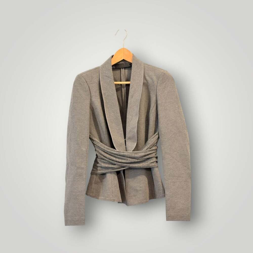 Donna Karan New York Cross Drape Blazer Size US 4 Gray